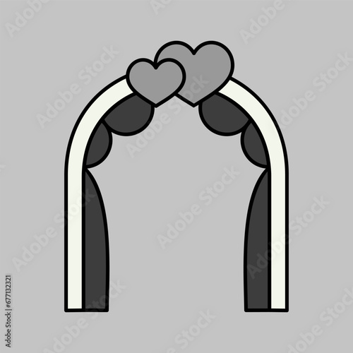Wedding arch with hearts isolated vector icon