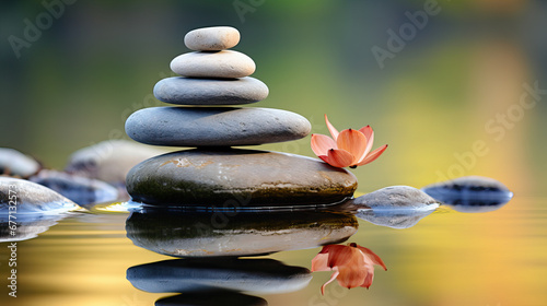 pyramid or tower of stones on the river bank  zen  harmony  chedo  water  rocks  lake  spa  relaxation  nature  tranquility  beauty  balance  landscape  minerals  shape  structure  religious  heap