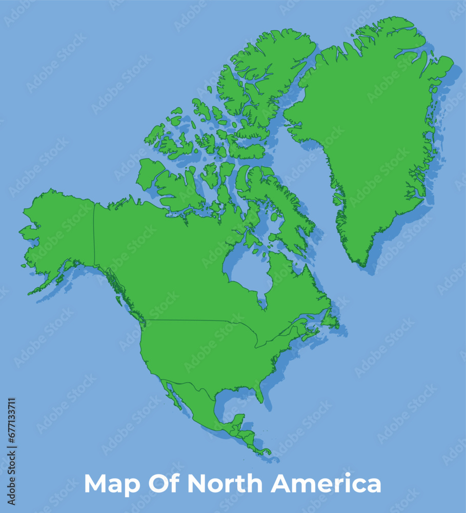Detailed map of North America country in green vector illustration
Detailed map of North America country in green vector illustration
