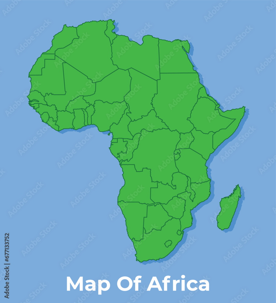 Detailed map of africa country in green vector illustration
