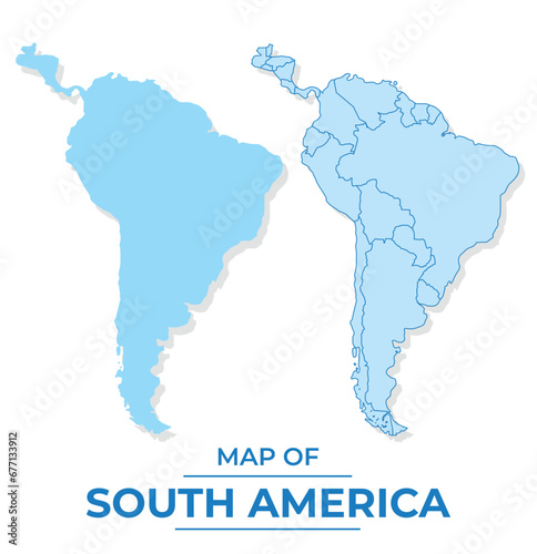 Vector south america map set simple flat and outline style illustration