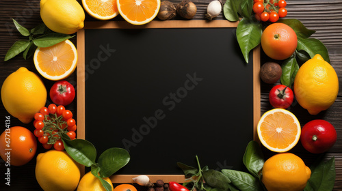 Fresh Citrus Fruits Frame with Copy Space