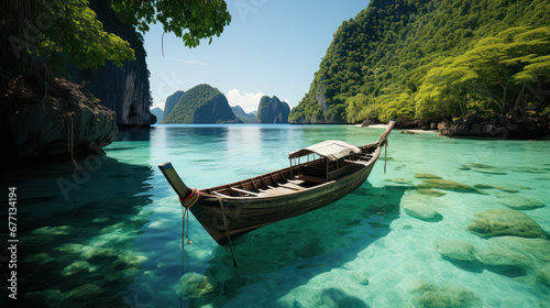 Traditional Longtail Boat in Tropical Paradise