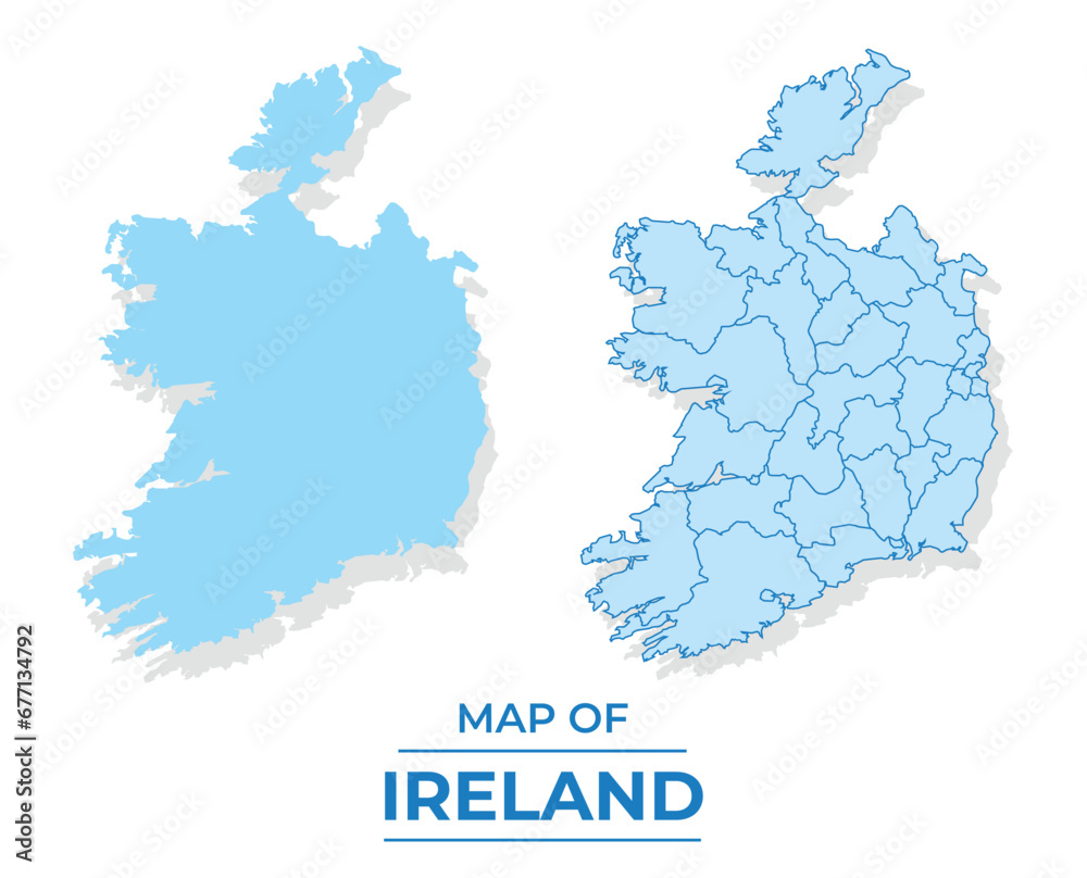 Obraz premium Vector Ireland map set simple flat and outline style illustration