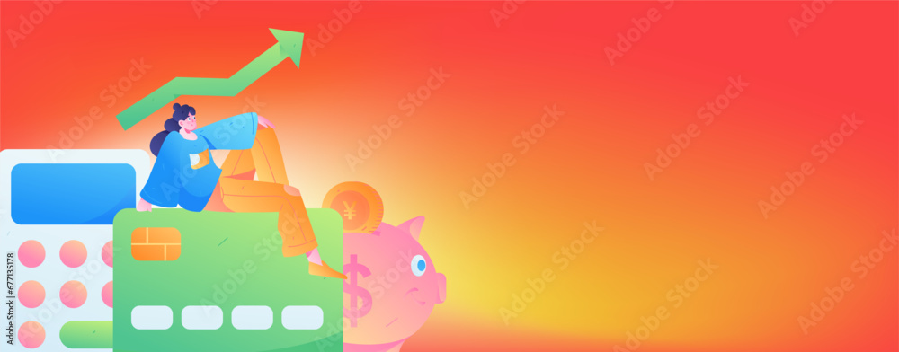 Naklejka premium Internet financial management investment flat vector concept operation hand drawn illustration 