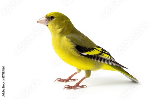 Greenfinch bird isolated on white background