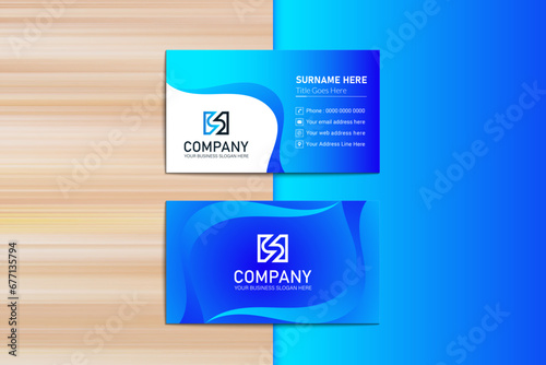 Blue Geometric Graphic Design Business Card