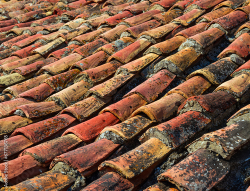 Old roof of ancient clay tiles
