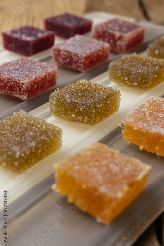 Colorful marmalade on the table