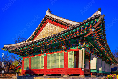 Korean landmark heritage building called Wonju Gangwon Gamyung, the ancient governor’s office during Yi dynasty, located in Wonju City,  Gangwon-do, South Korea photo
