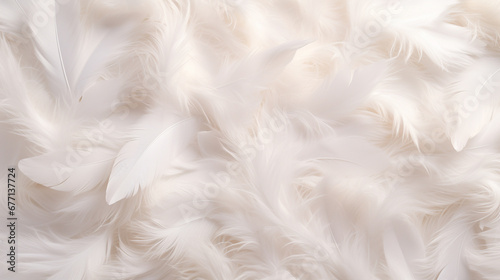 Background crafted from a delicate texture of white feathers, creating a soft and ethereal ambiance. Ai generated