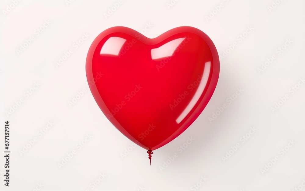 Big red heart shaped latex balloon isolated on white background. Valentines day, engagement or wedding party poster. AI Generative