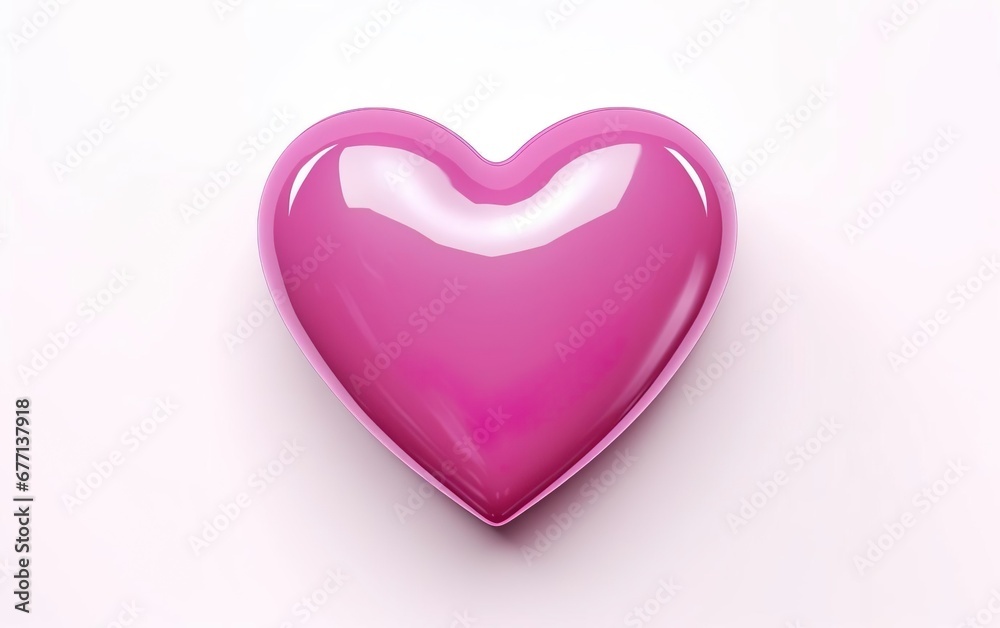 Pink heart shaped latex balloon isolated on white background. Plastic purple object. Valentines day, engagement or wedding party poster. AI Generative