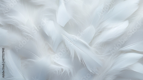 Background crafted from a delicate texture of white feathers, creating a soft and ethereal ambiance. Ai generated © twindesigner