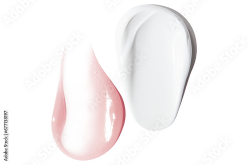 A smear of white and yellow cream on an empty background. isolated