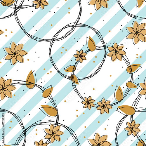 Cute and Simple Flower Wreath Illustration as Seamless Pattern Design