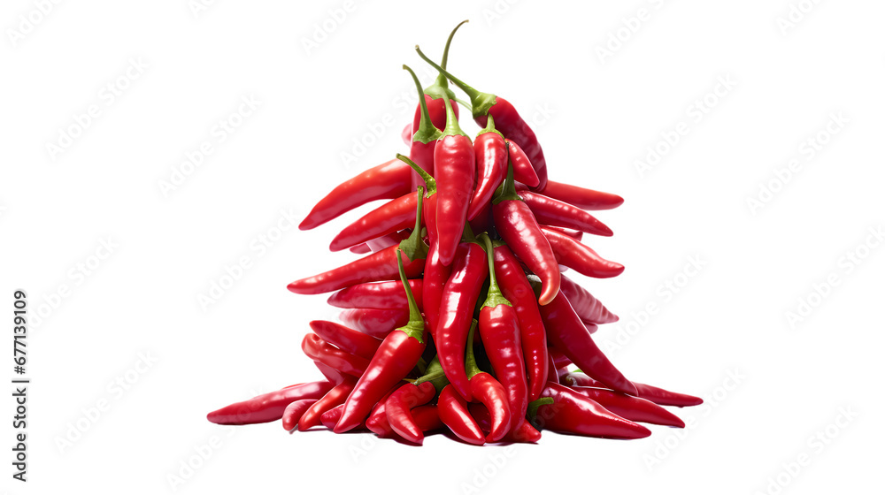 Pile of red tipped chili peppers on transparent background Pile of red tipped chili peppers on transparent background