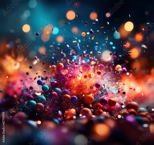 Abstract colorful background with particles and bokeh