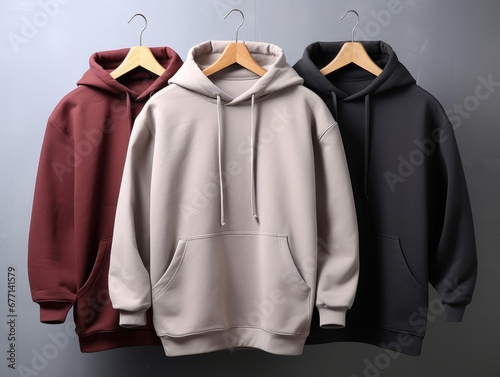 Coloured hooded sweatshirt mockup in front, AI Generative photo