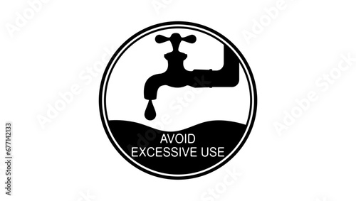 sign 'avoid excessive usage of water', black isolated silhouette