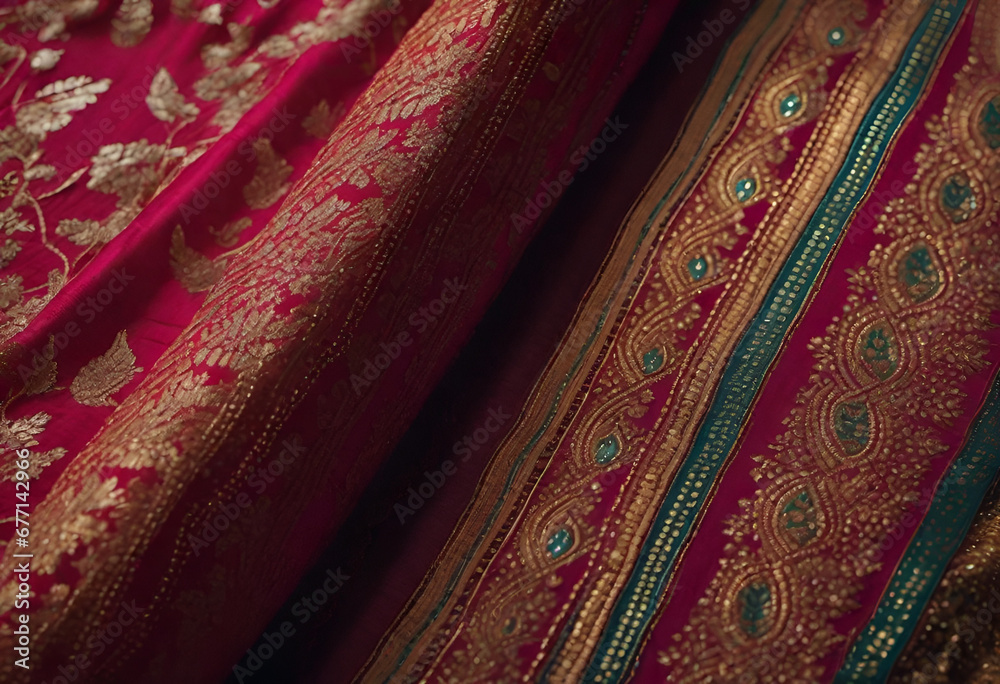 luxury Indian colorful sari in minimal style luxury Indian colorful sari in minimal style