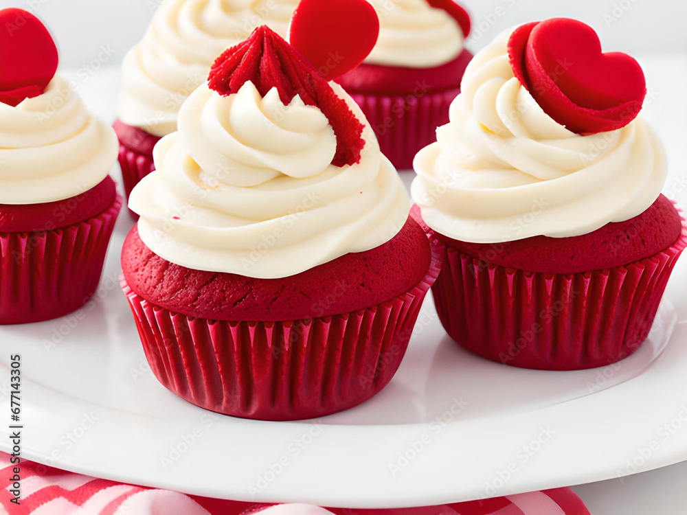 Sweet red velvet cupcakes for Valentines Day