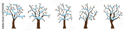 Painted winter trees, vector design
