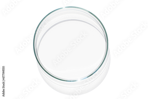 Empty Petri dish. With transparent bottom. on isolated transparent background photo