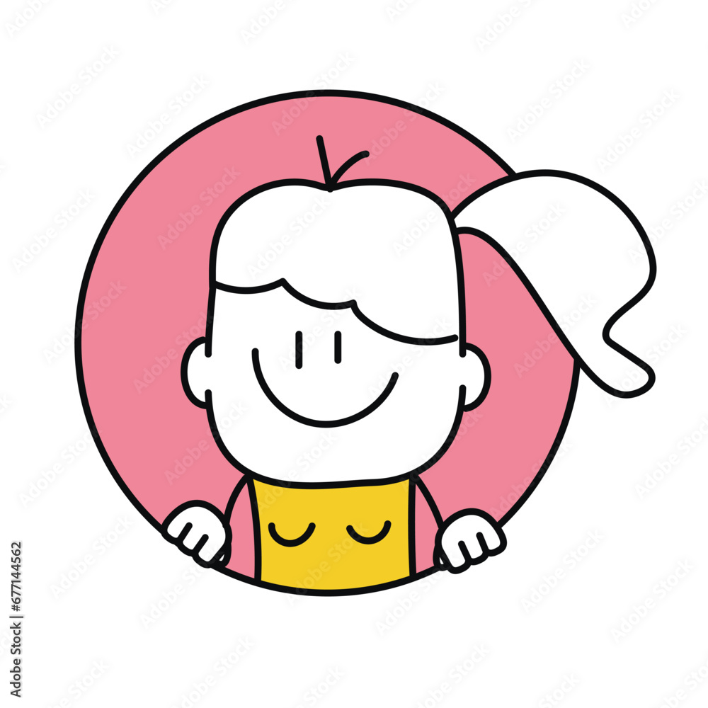 Girl peeking out of a round frame. Girl peeking out of a round frame.