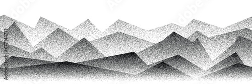 Imitation of a mountain landscape, noisy stippled grainy texture, banner