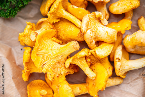 chanterelle mushroom food mushrooms snack on the table copy space food background rustic top view