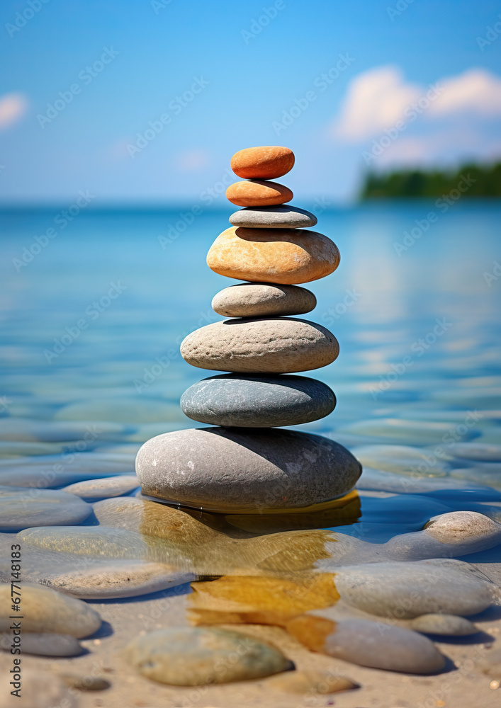 pyramid or tower of stones on the river bank, zen, harmony, chedo, water, rocks, lake, spa, relaxation, nature, tranquility, beauty, balance, landscape, minerals, shape, structure, religious cult pyramid or tower of stones on the river bank, zen, harmony, chedo, water, rocks, lake, spa, relaxation, nature, tranquility, beauty, balance, landscape, minerals, shape, structure, religious cult