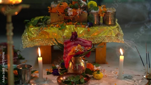 video of puja place as a part of culture and religion of Hinduism in India photo