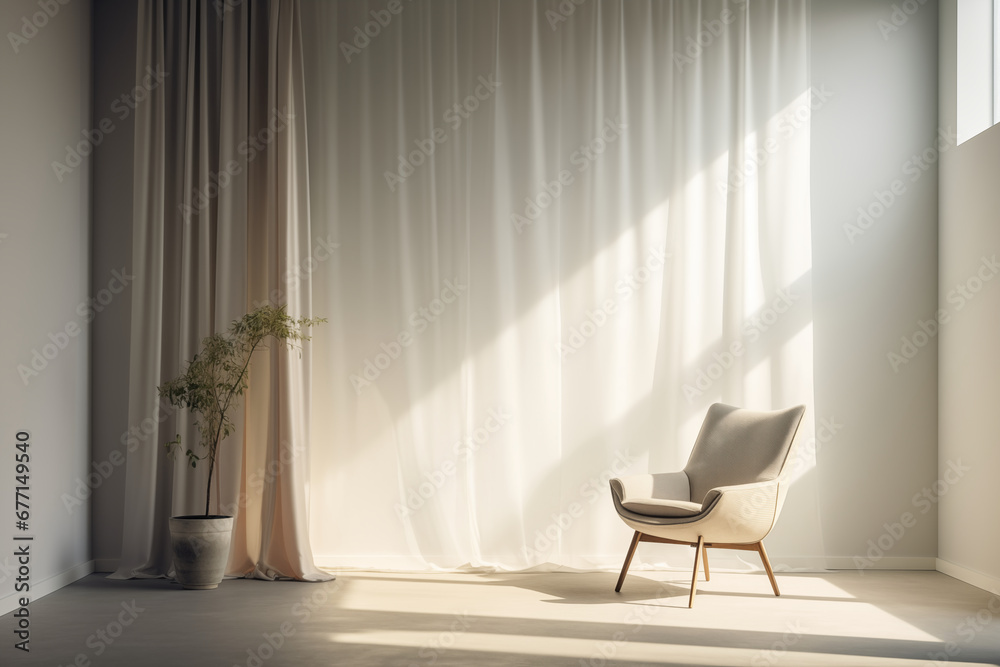 Modern white living room interior with armchair Modern white living room interior with armchair