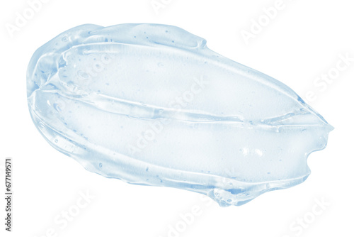 smear of transparent blue cosmetic gel. On an empty background.