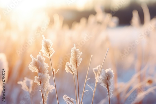 Close-up, hazy background image of hoarfrost outside