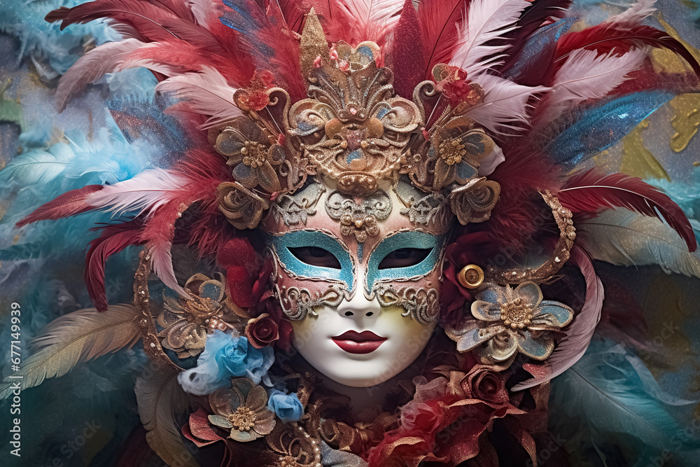 a mysterious woman in venice carnival mask. Generative Ai