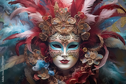 a mysterious woman in venice carnival mask. Generative Ai