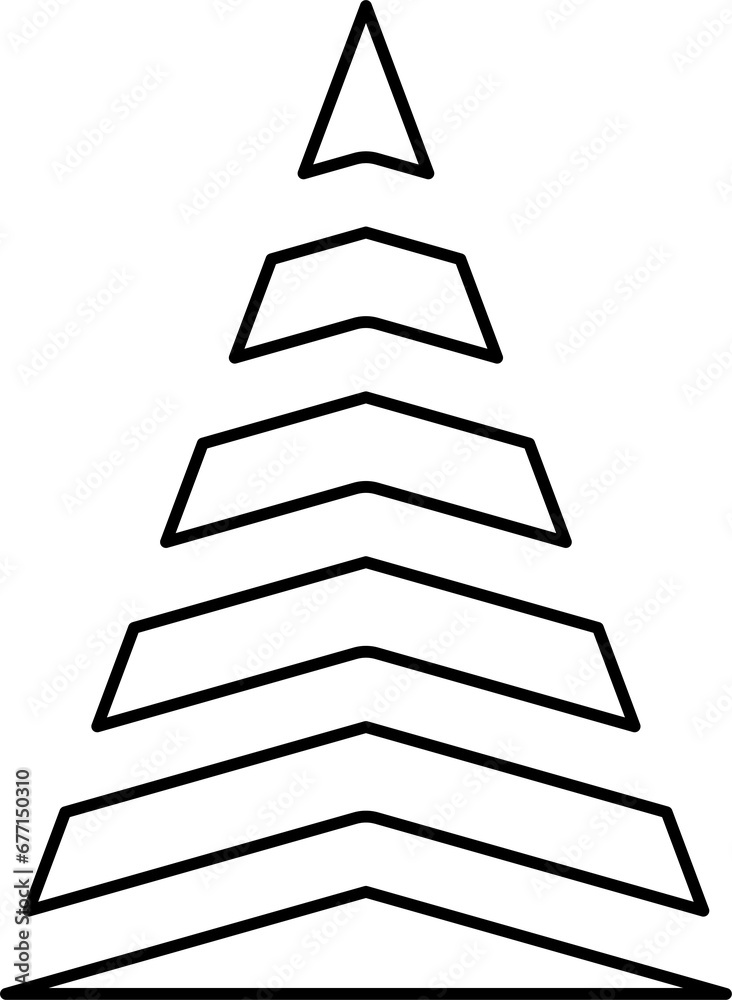 Fototapeta premium Line art Christmas tree ,, abstract geometric design. PNG with transparent background.