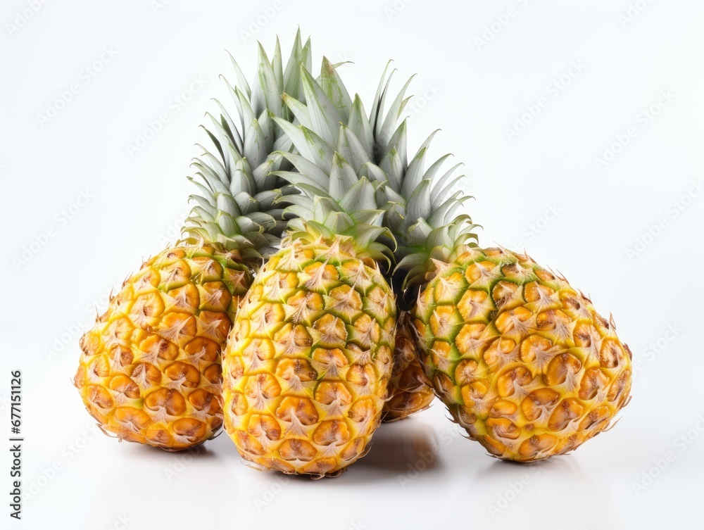 A bunch of pineapples isolated on a white background A bunch of pineapples isolated on a white background