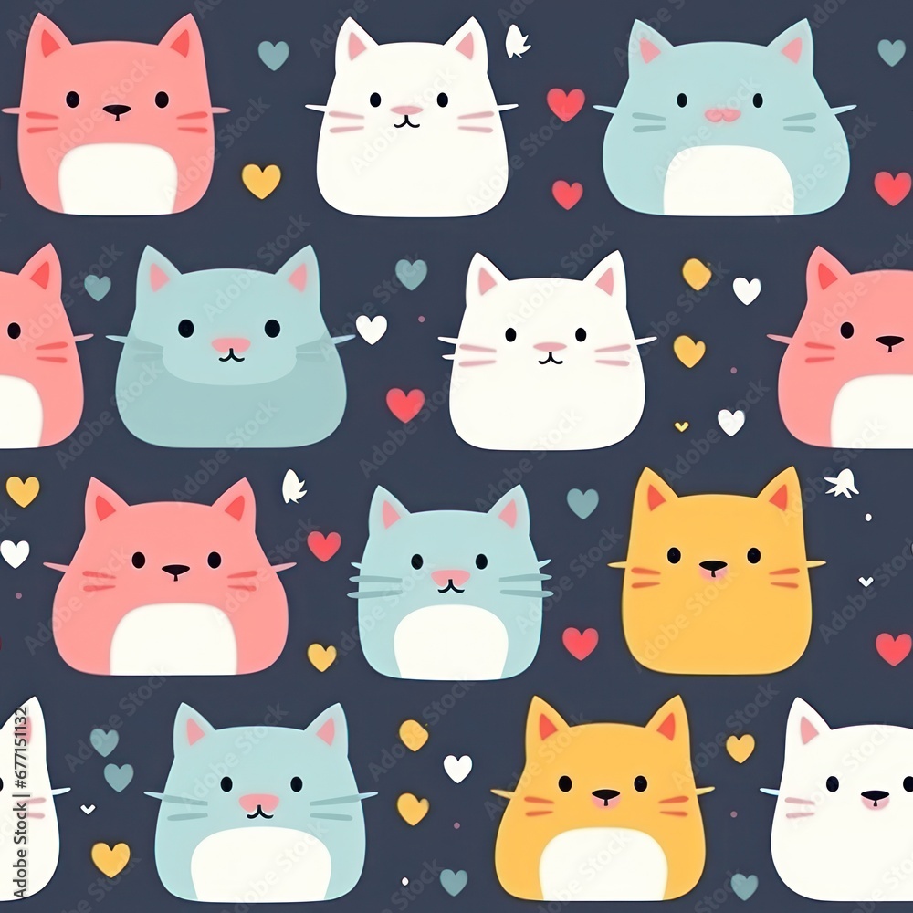 Cute Cat Seamless Pattern