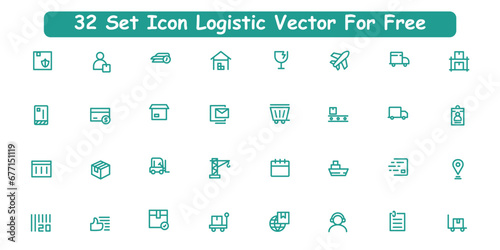 Logistics icon set. Containing distribution, shipping, transportation, delivery, cargo, freight, route planning, supply chain, export and import icons. Solid icon collection. photo