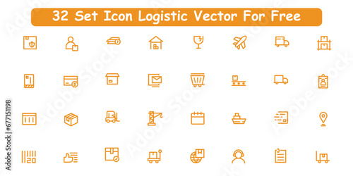 Logistics icon set. Containing distribution, shipping, transportation, delivery, cargo, freight, route planning, supply chain, export and import icons. Solid icon collection.