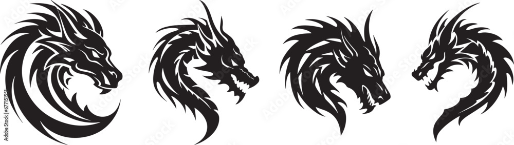 Dragon vector designs in different styles scorpion and dragon head, realistic and abstract dragon vector line design Dragon vector designs in different styles scorpion and dragon head, realistic and abstract dragon vector line design
