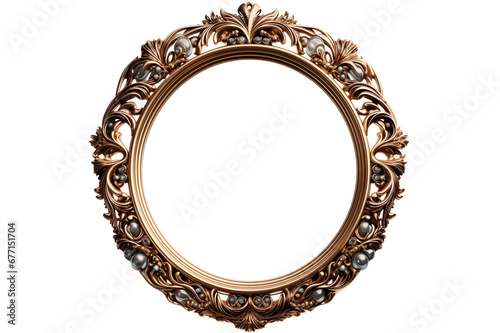 antique gold frame isolated on transparent background