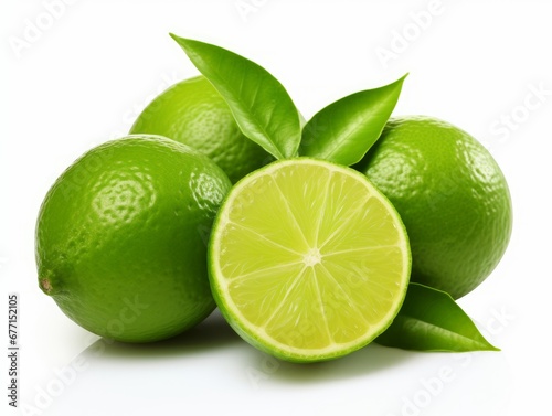 Bunch of limes isolated on A white background