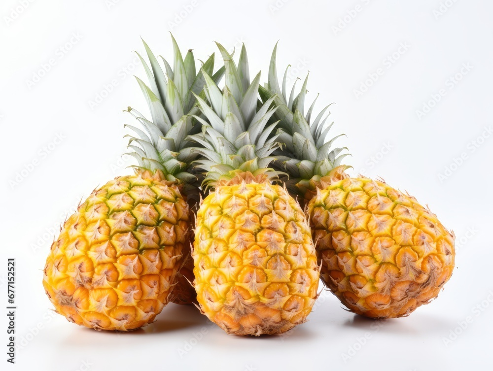 A bunch of pineapples isolated on a white background A bunch of pineapples isolated on a white background