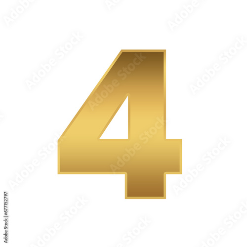 luxury gold number 4 icon template transparent file format PNG, 4 gold number template 