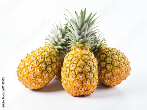 A bunch of pineapples isolated on a white background