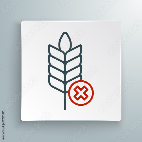 Line Gluten free grain icon isolated on white background. No wheat sign. Food intolerance symbols. Colorful outline concept. Vector